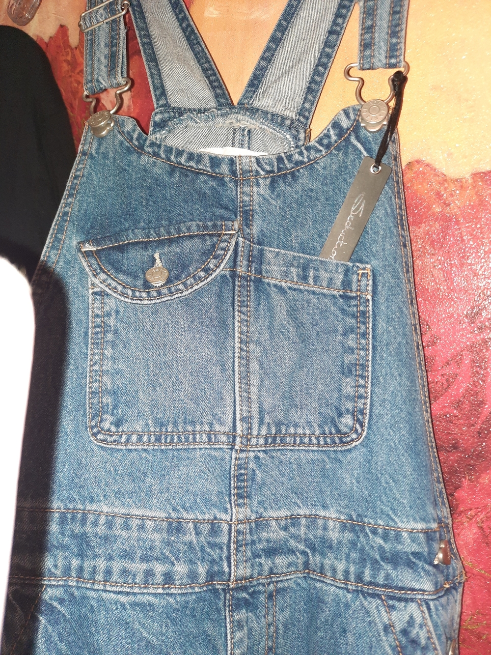 Authentic Celebrity Pink Classic Loose Fit Blue Denim Overalls Womens XS NWT - Picture 4 of 9